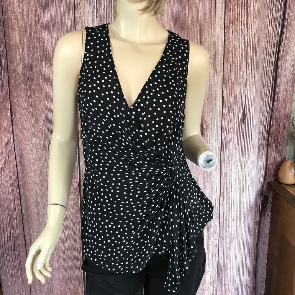 White House black Market Polka Dot Silk Top 4